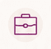 Purple briefcase icon inside pale circle
