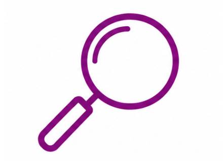 Purple magnifying glass icon