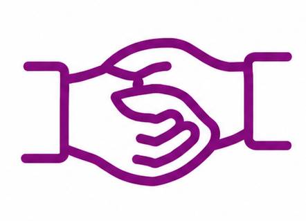 Stylized purple handshake icon