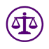 Purple scales of justice icon inside circle