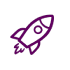 Purple rocket icon on green background
